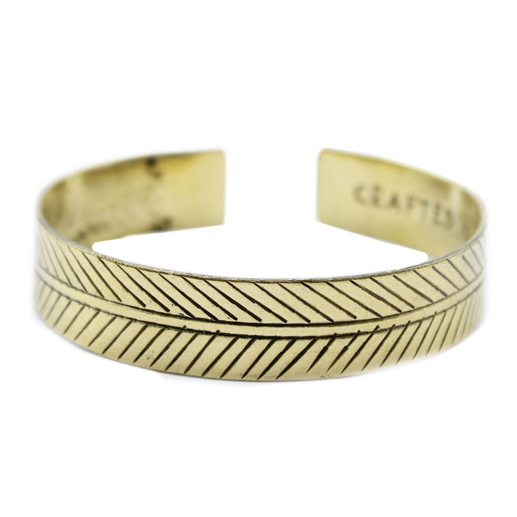Pulsera de latón estilo tibetano – Hoja Tribal Ancha
