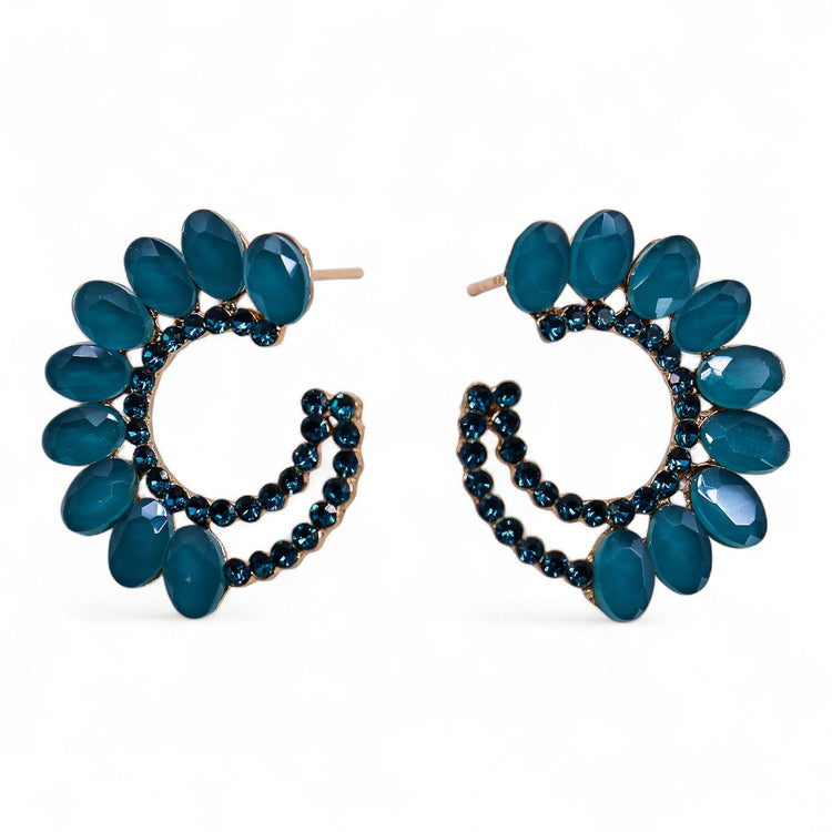 Pendientes de Aro de Estilo Vintage - Verde Turquesa