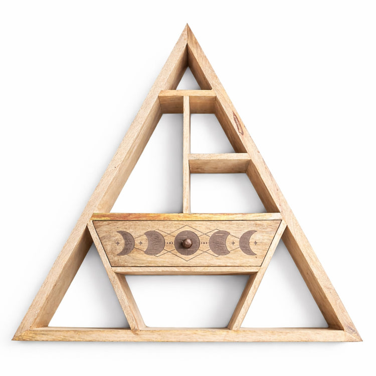 Estante de pared triangular con cajón
