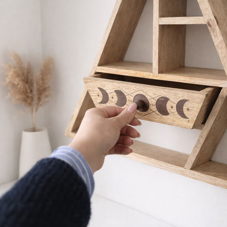 Estante de pared triangular con cajón