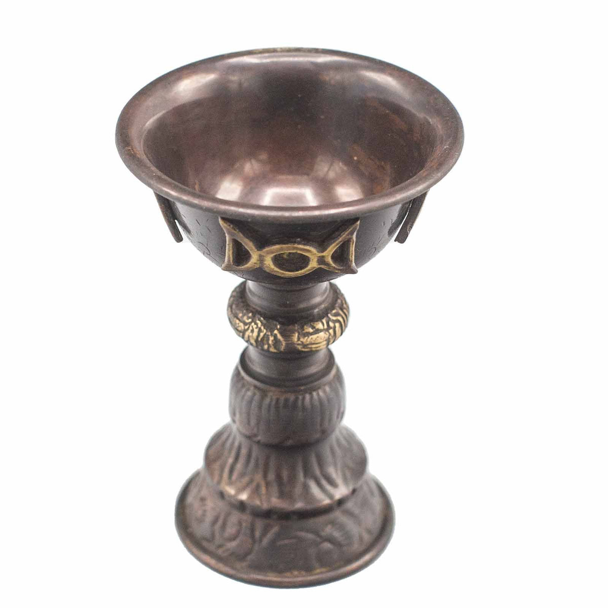 Copa ritual de cobre antiguo con triple luna
