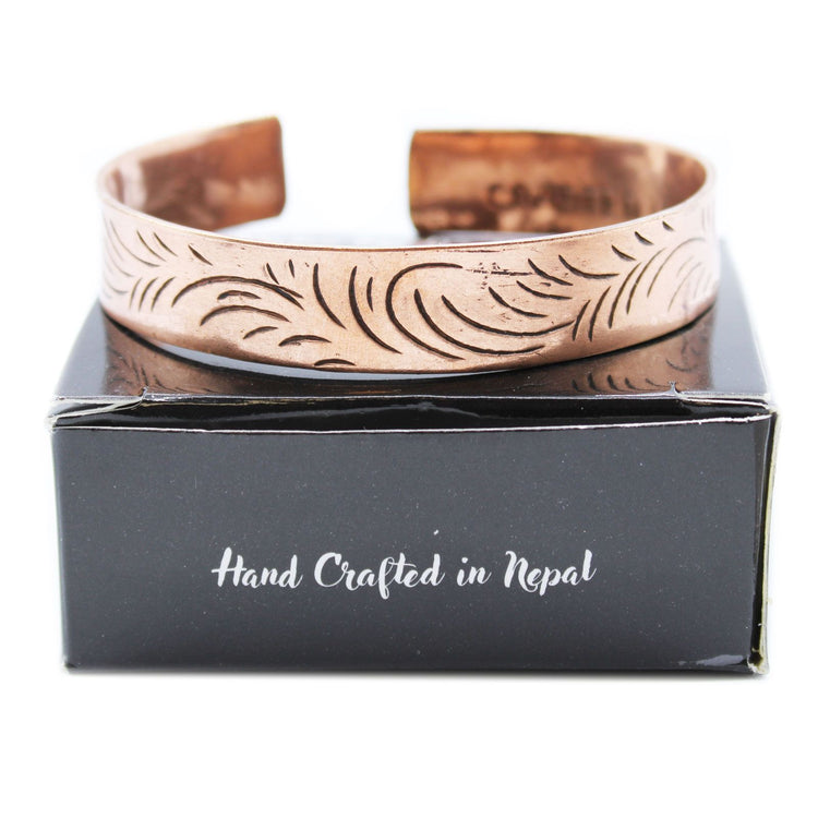 Pulsera de cobre estilo tibetano – Remolinos Tribales Anchos